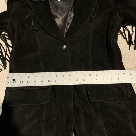 [🌟 PRICE FIRM] Free People Black Marlboro Fringe Genuine Leather Blazer Jacket - Picture 12 of 16